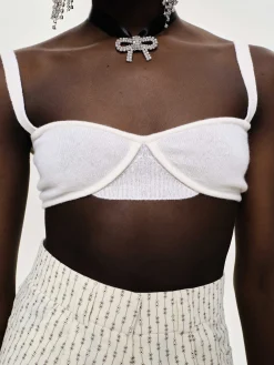Clothing-Source Unknown Rib Knit Bra, White