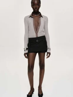 Clothing-Source Unknown Rioni Belted Mini Skort, Black Bean