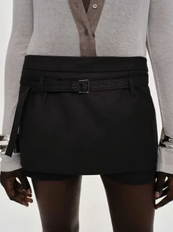 Clothing-Source Unknown Rioni Belted Mini Skort, Black Bean
