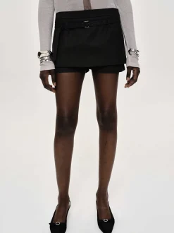 Clothing-Source Unknown Rioni Belted Mini Skort, Black Bean