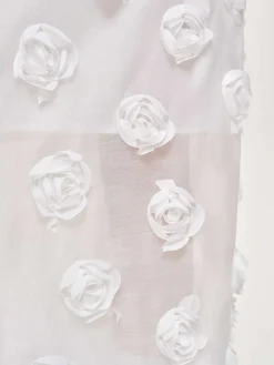 Clothing-Source Unknown Rose Applique Midi Skirt, White