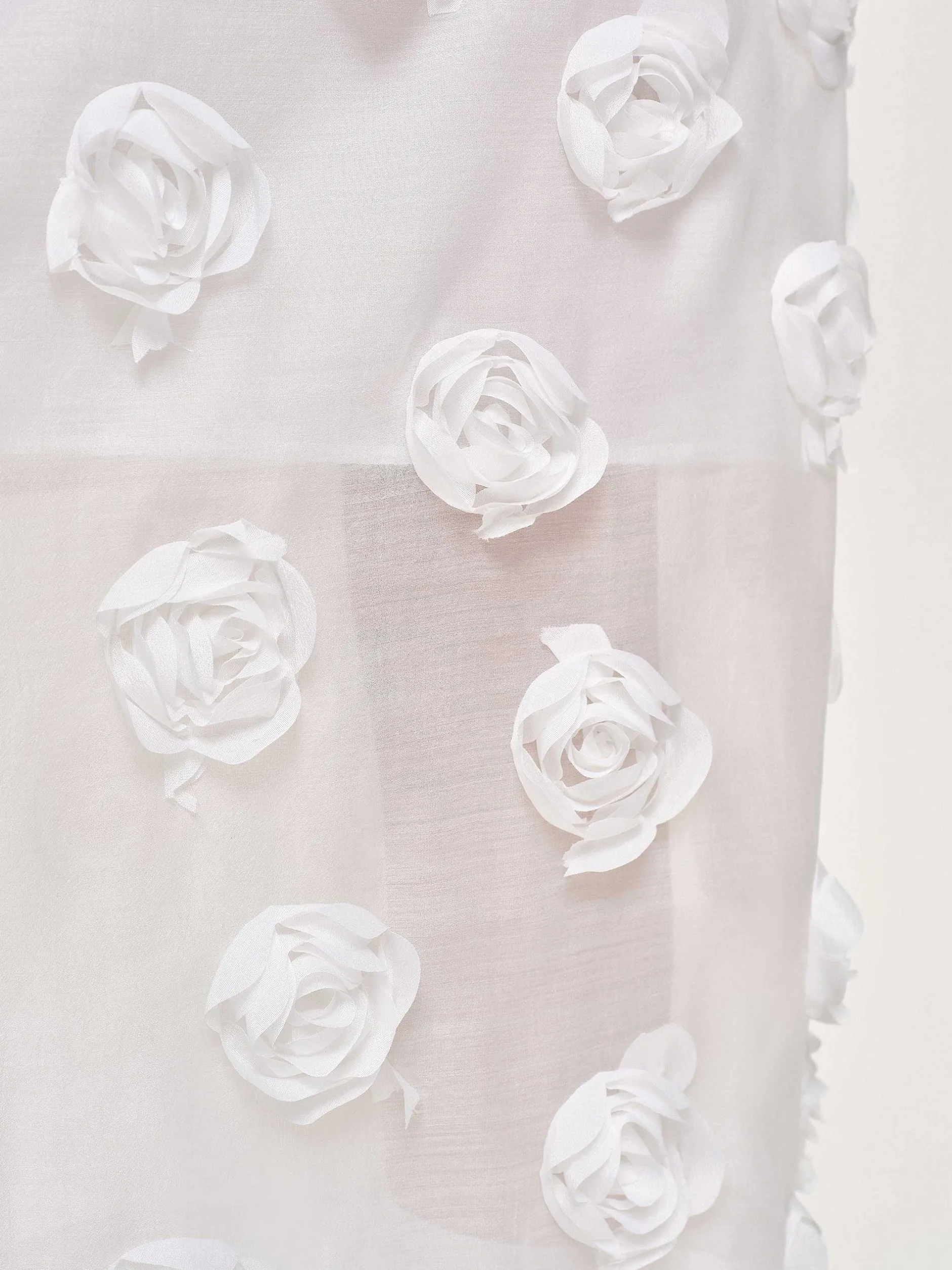 Clothing-Source Unknown Rose Applique Midi Skirt, White