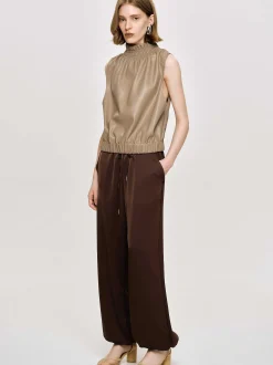 Clothing-Source Unknown Satin Jogger Pants, Merlot Red