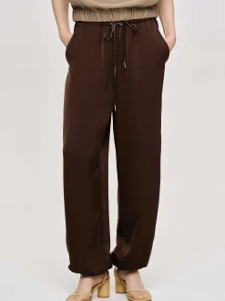 Bottoms-Source Unknown Satin Jogger Pants, Merlot Red