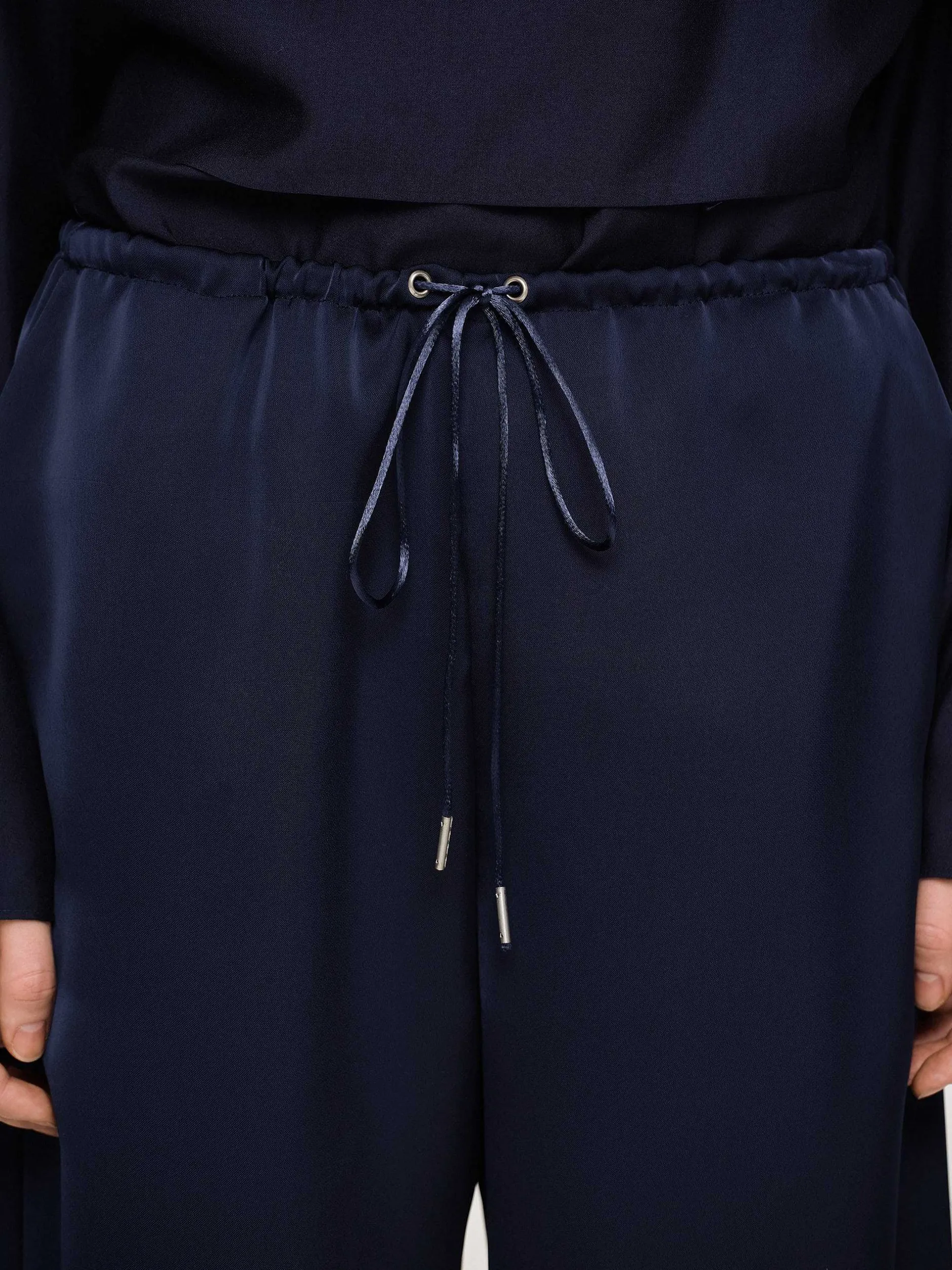 Bottoms-Source Unknown Satin Jogger Pants, Navy