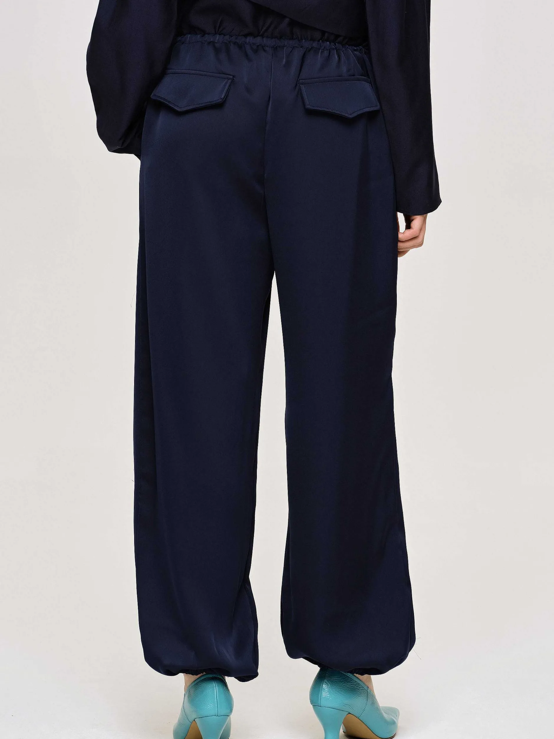 Clothing-Source Unknown Satin Jogger Pants, Navy