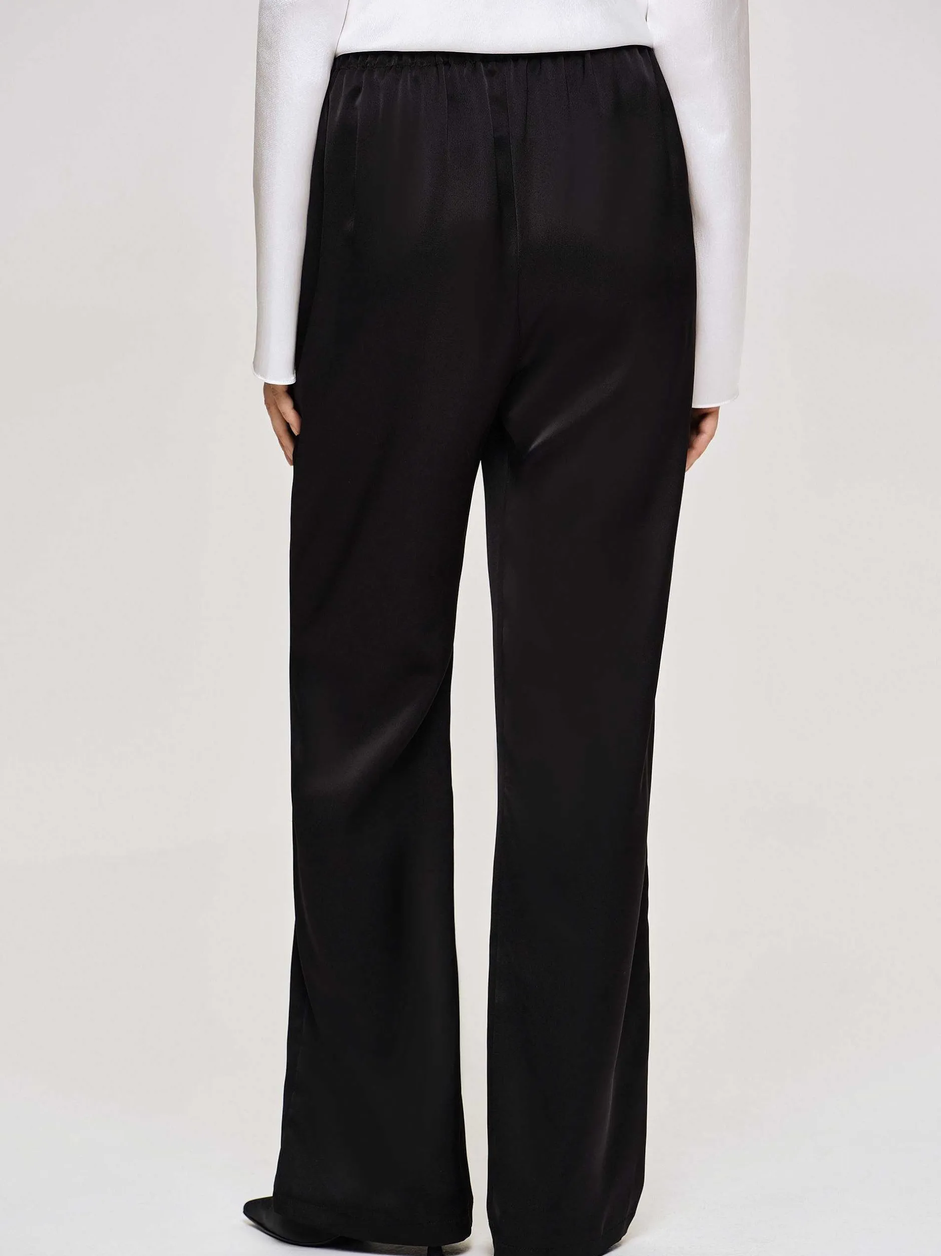Accessories-Source Unknown Satin-Crepe Pants, Black