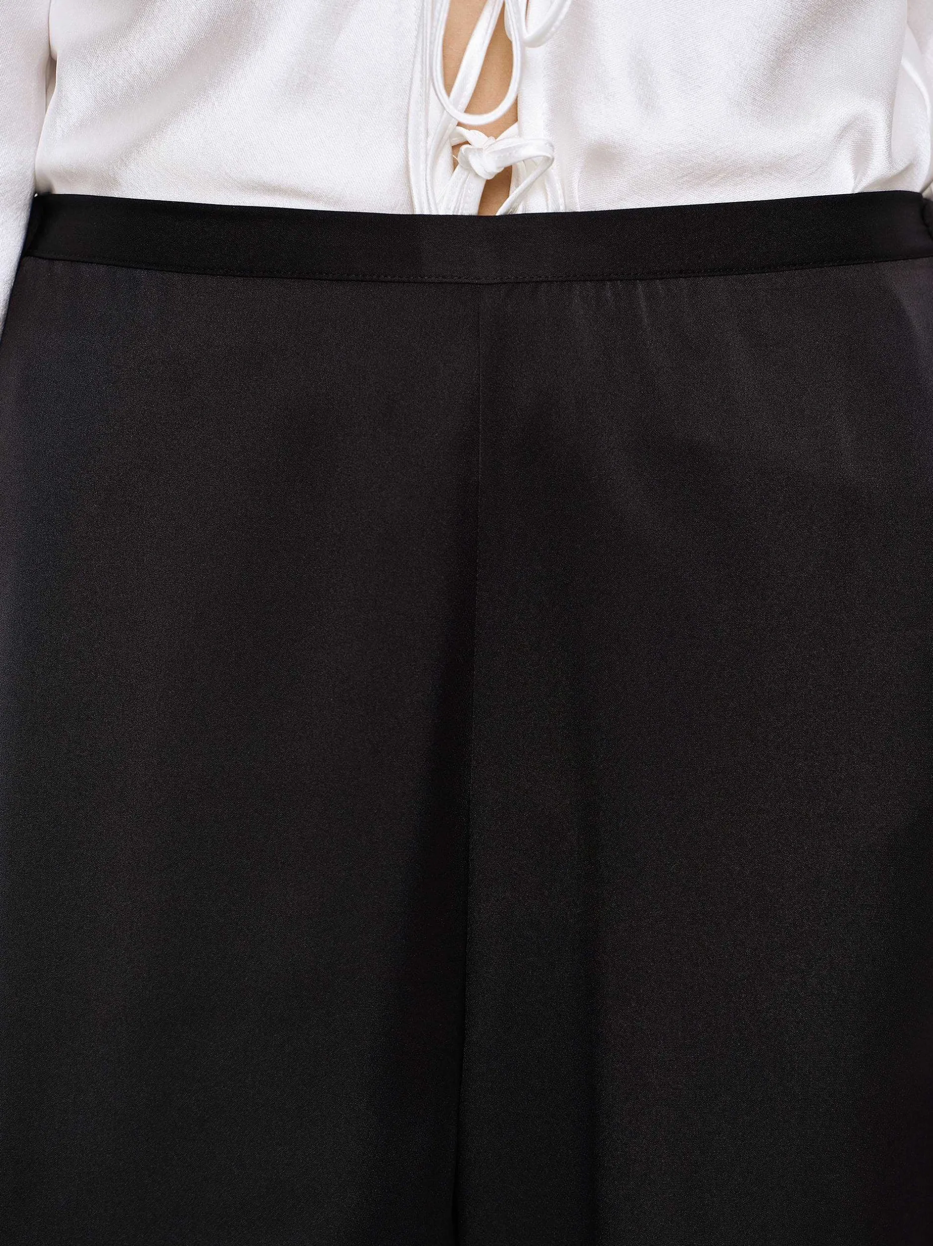 Accessories-Source Unknown Satin-Crepe Pants, Black