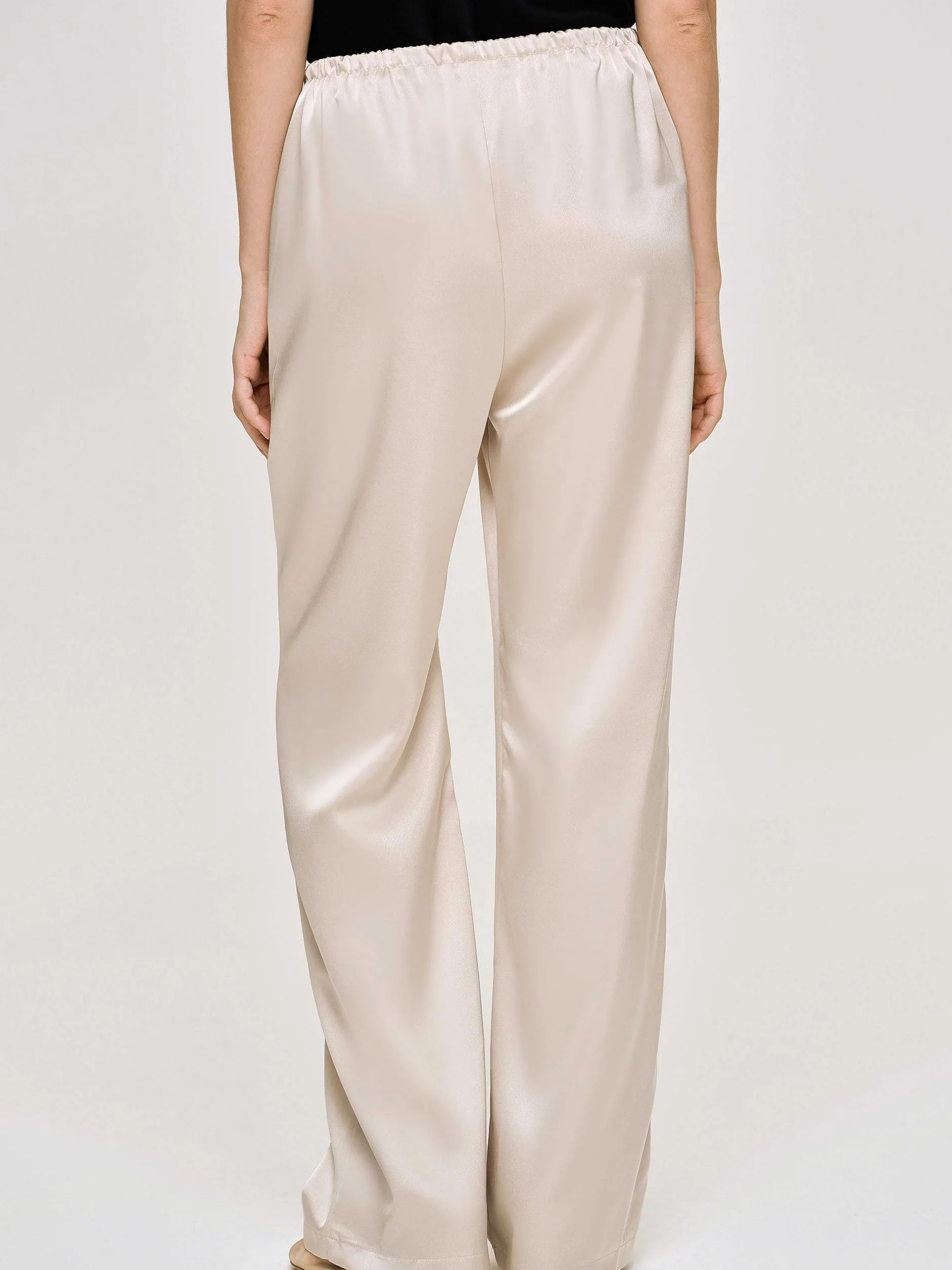 Accessories-Source Unknown Satin-Crepe Pants, Champagne