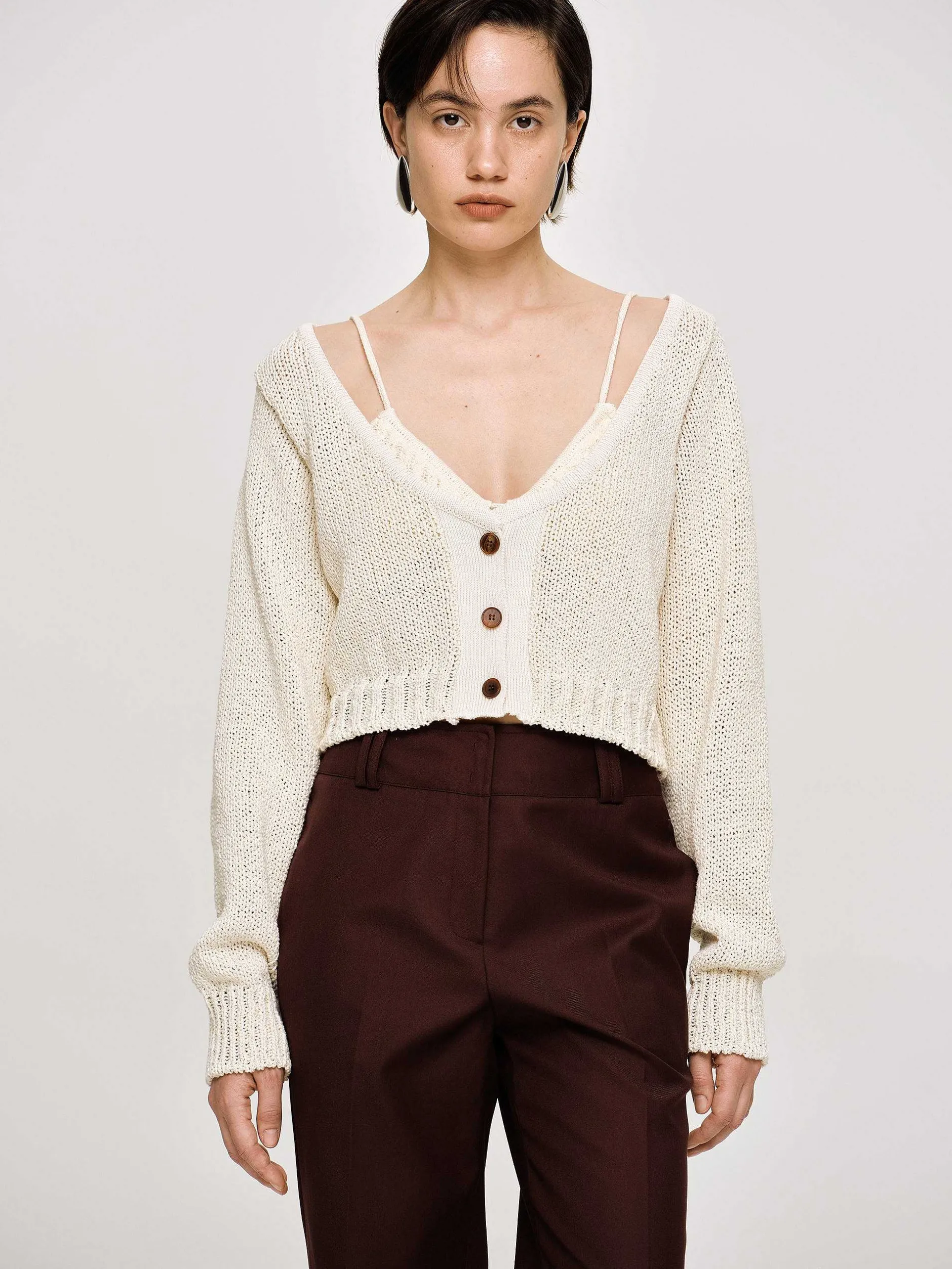 Knitwear-Source Unknown Scoop Neck Knit, Almond