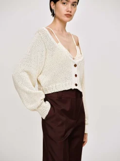 Clothing-Source Unknown Scoop Neck Knit, Almond