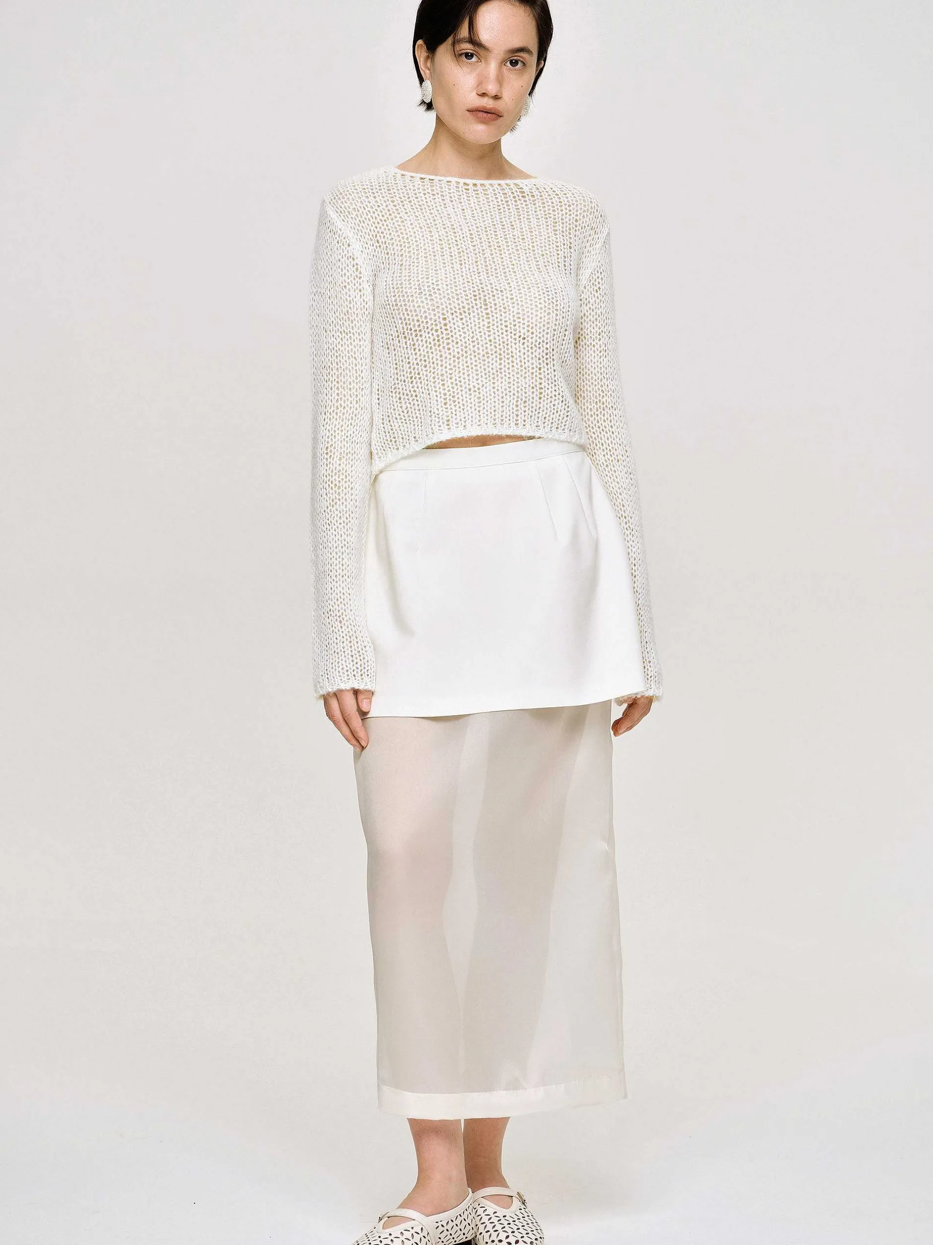 Knitwear-Source Unknown Semi-Sheer Knit, Birch