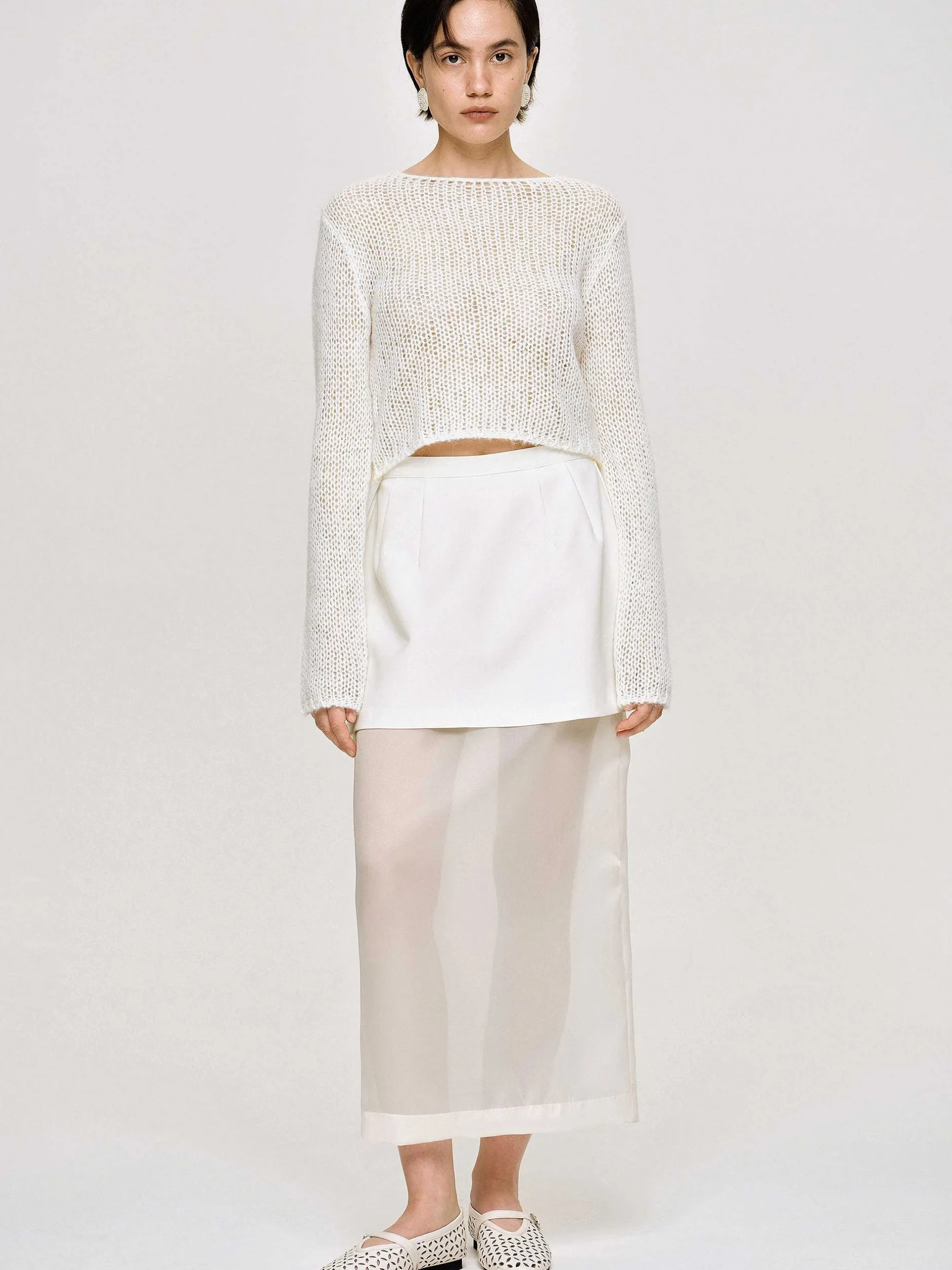 Knitwear-Source Unknown Semi-Sheer Knit, Birch