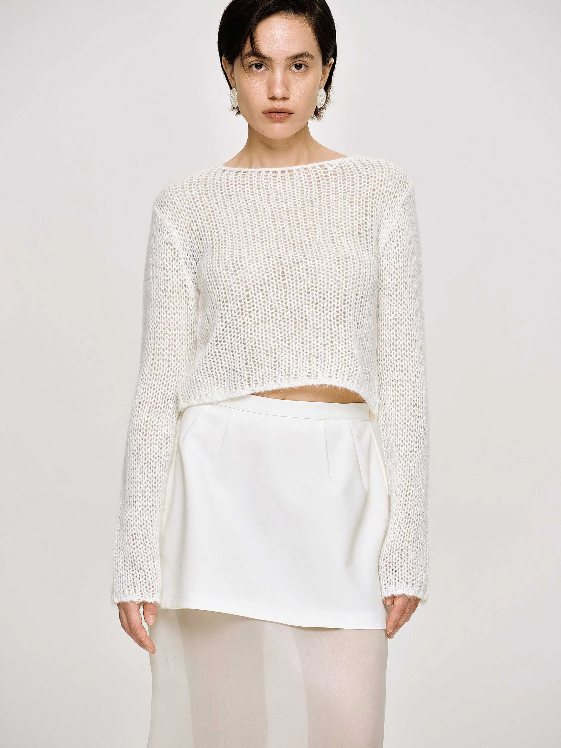 Knitwear-Source Unknown Semi-Sheer Knit, Birch