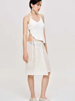 Clothing-Source Unknown Semi-Sheer Knit Skirt, Birch