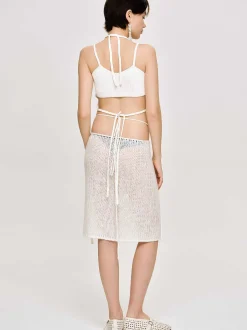 Clothing-Source Unknown Semi-Sheer Knit Skirt, Birch