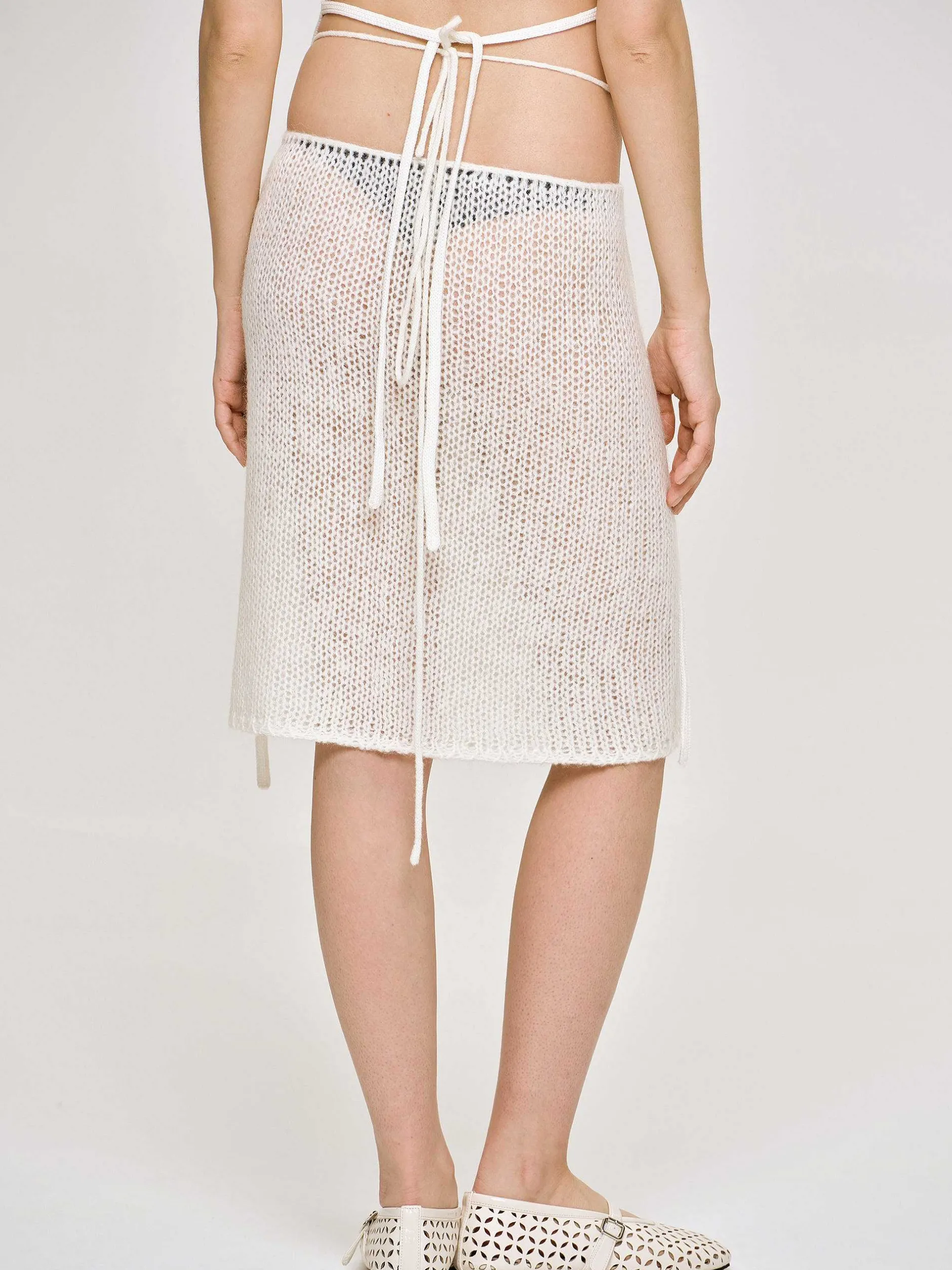 Bottoms-Source Unknown Semi-Sheer Knit Skirt, Birch