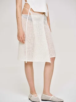 Knitwear-Source Unknown Semi-Sheer Knit Skirt, Birch
