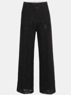 Bottoms-Source Unknown Sevilla Crochet Wide Trousers, Black