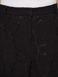 Bottoms-Source Unknown Sevilla Crochet Wide Trousers, Black