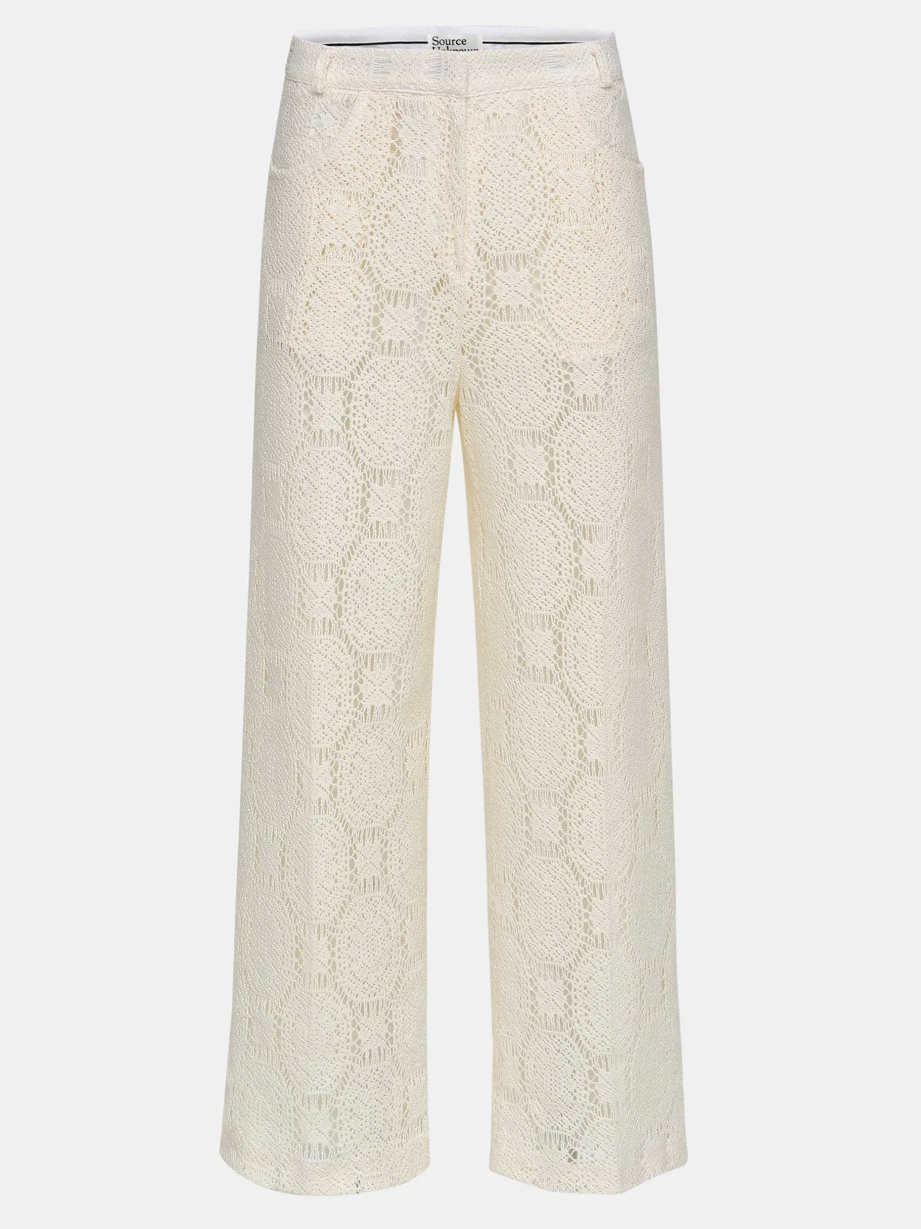 Clothing-Source Unknown Sevilla Crochet Wide Trousers, Ecru