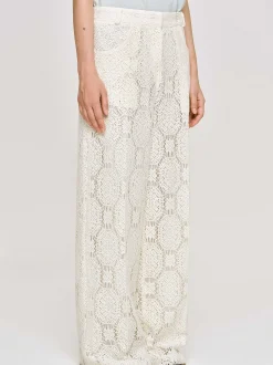 Clothing-Source Unknown Sevilla Crochet Wide Trousers, Ecru
