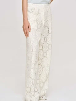 Clothing-Source Unknown Sevilla Crochet Wide Trousers, Ecru