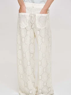 Clothing-Source Unknown Sevilla Crochet Wide Trousers, Ecru