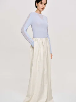 Knitwear-Source Unknown Sheer Sleeve Knit, Sky Blue