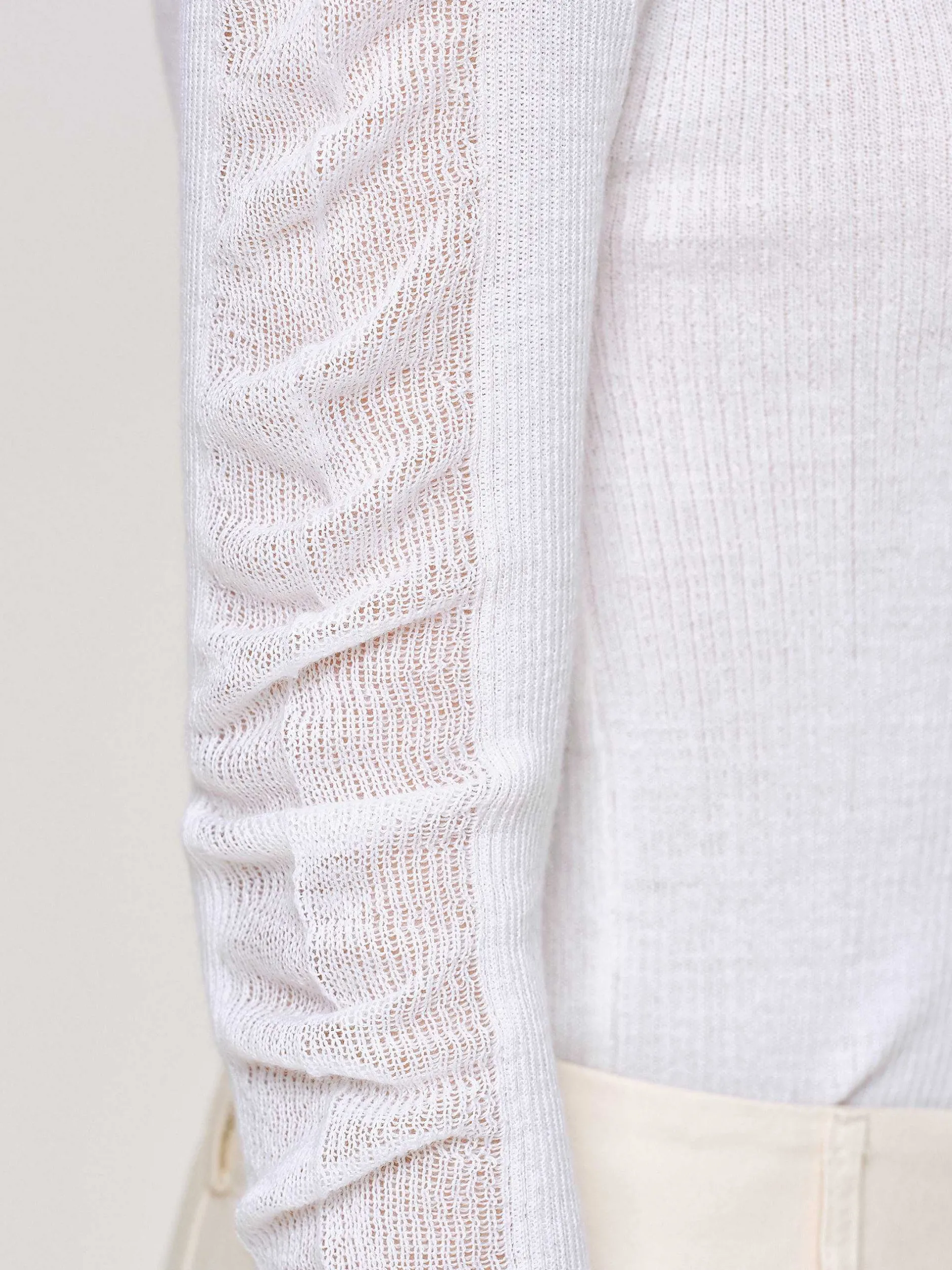 Clothing-Source Unknown Sheer Sleeve Knit, White