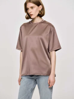 Accessories-Source Unknown Silky Satin T-Shirt, Red Bean