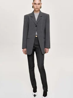 Outerwear-Source Unknown Single-Button Blazer, Charcoal