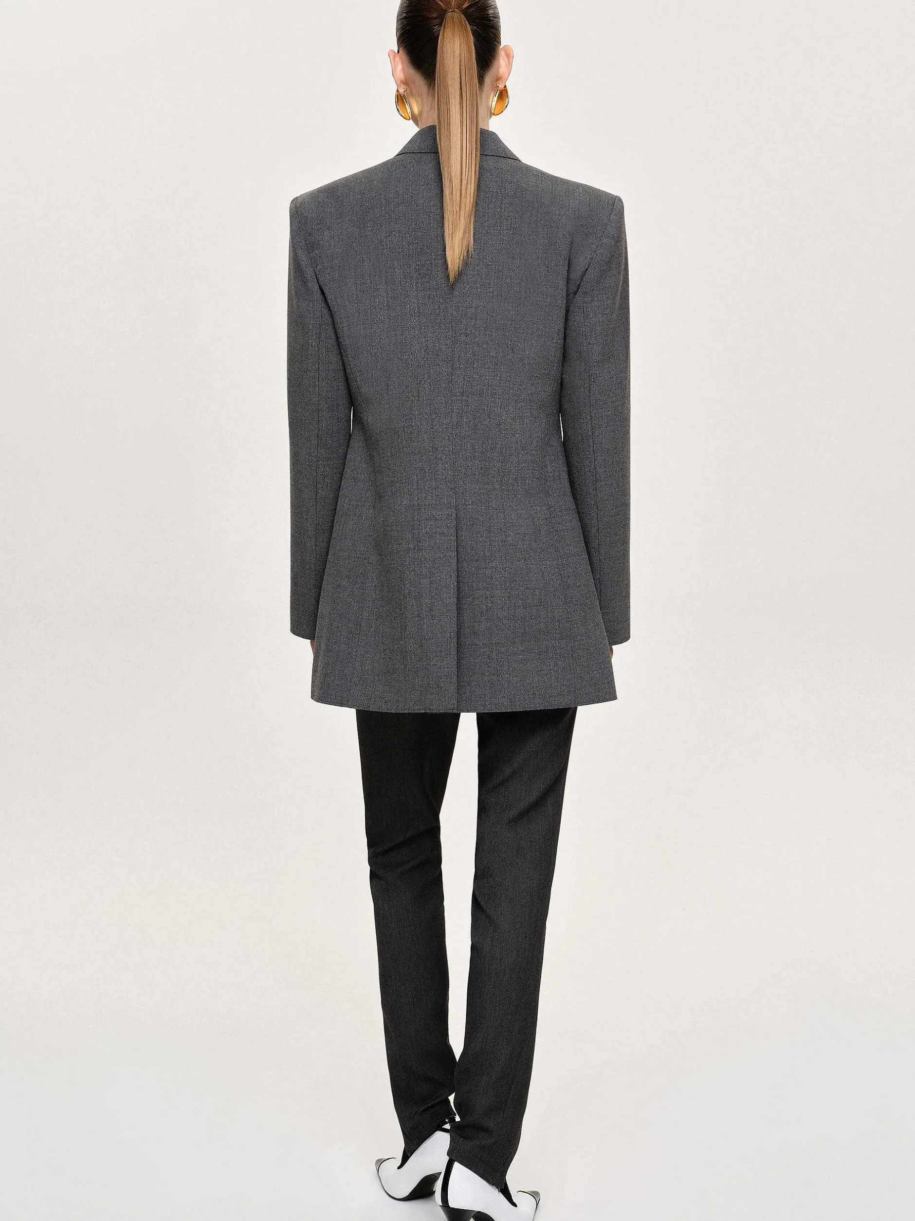 Outerwear-Source Unknown Single-Button Blazer, Charcoal
