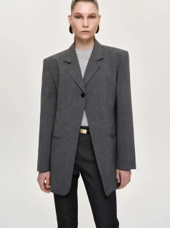 Clothing-Source Unknown Single-Button Blazer, Charcoal
