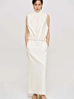 Accessories-Source Unknown Sleeveless Leather Top, Ivory