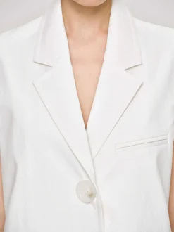 Clothing-Source Unknown Sleeveless Long Blazer, White