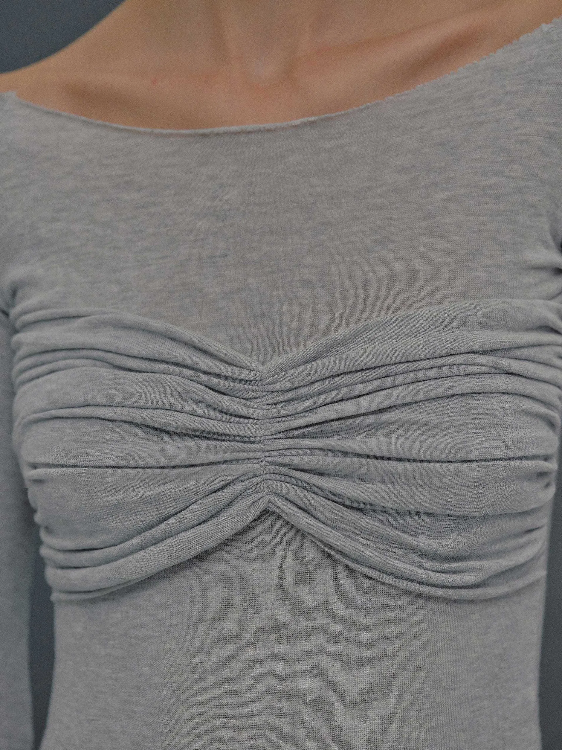 Tops-Source Unknown Slim Bustier Jersey Tee, Mist Grey