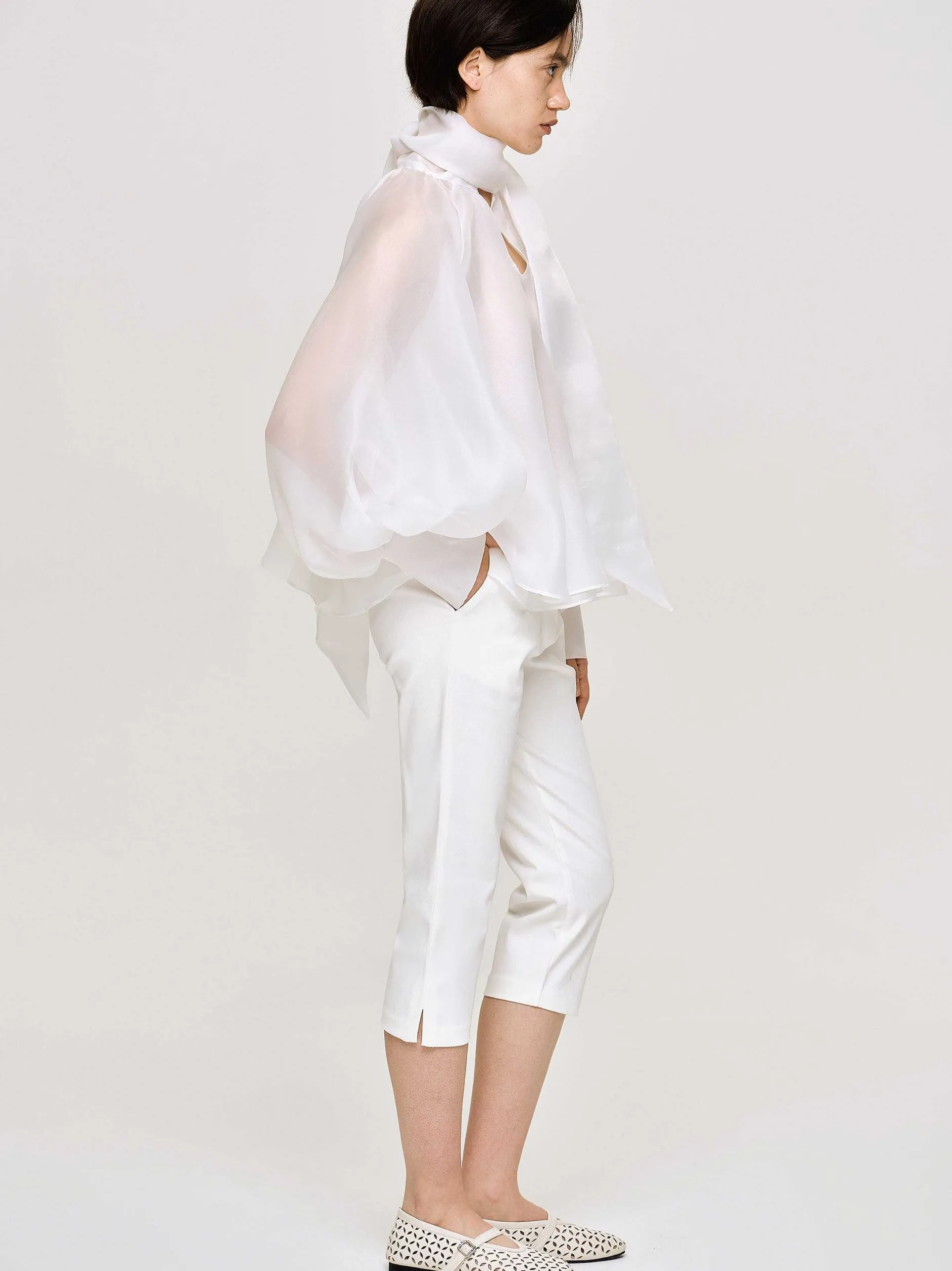 Bottoms-Source Unknown Slim Capri Pants, White