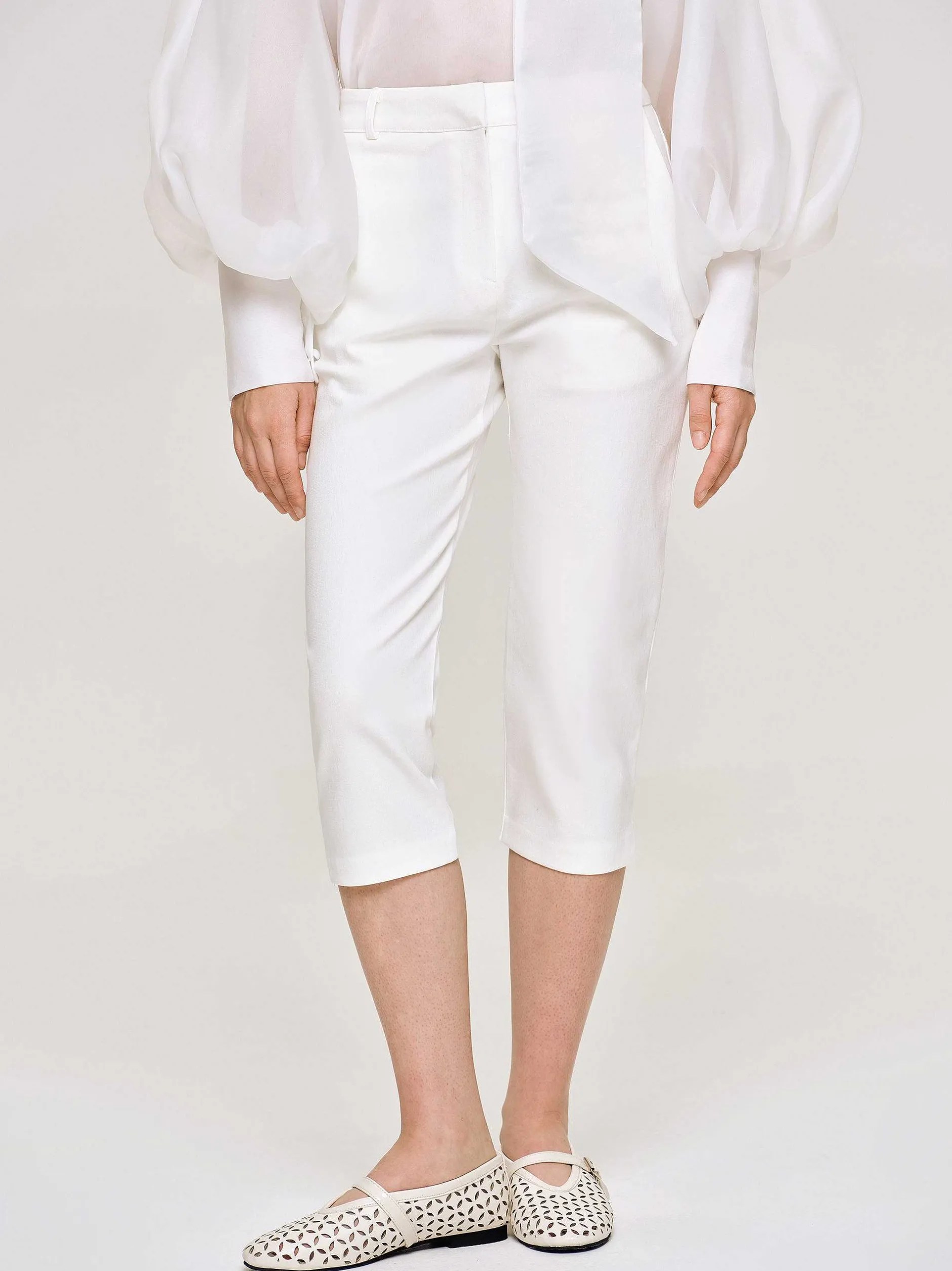 Bottoms-Source Unknown Slim Capri Pants, White