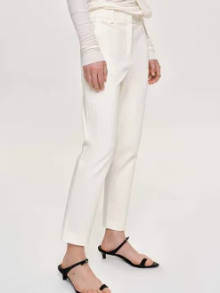 Bottoms-Source Unknown Straight Crop Cigarette Trousers, Ivory