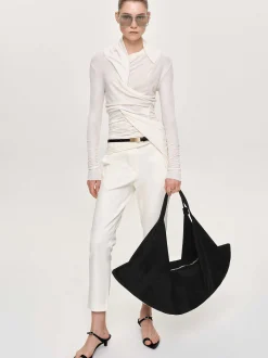 Bottoms-Source Unknown Straight Crop Cigarette Trousers, Ivory
