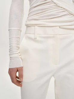 Bottoms-Source Unknown Straight Crop Cigarette Trousers, Ivory