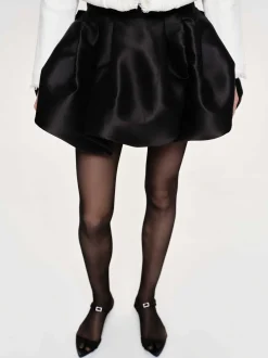 Bottoms-Source Unknown Suki Bubble Hem Miniskirt, Black
