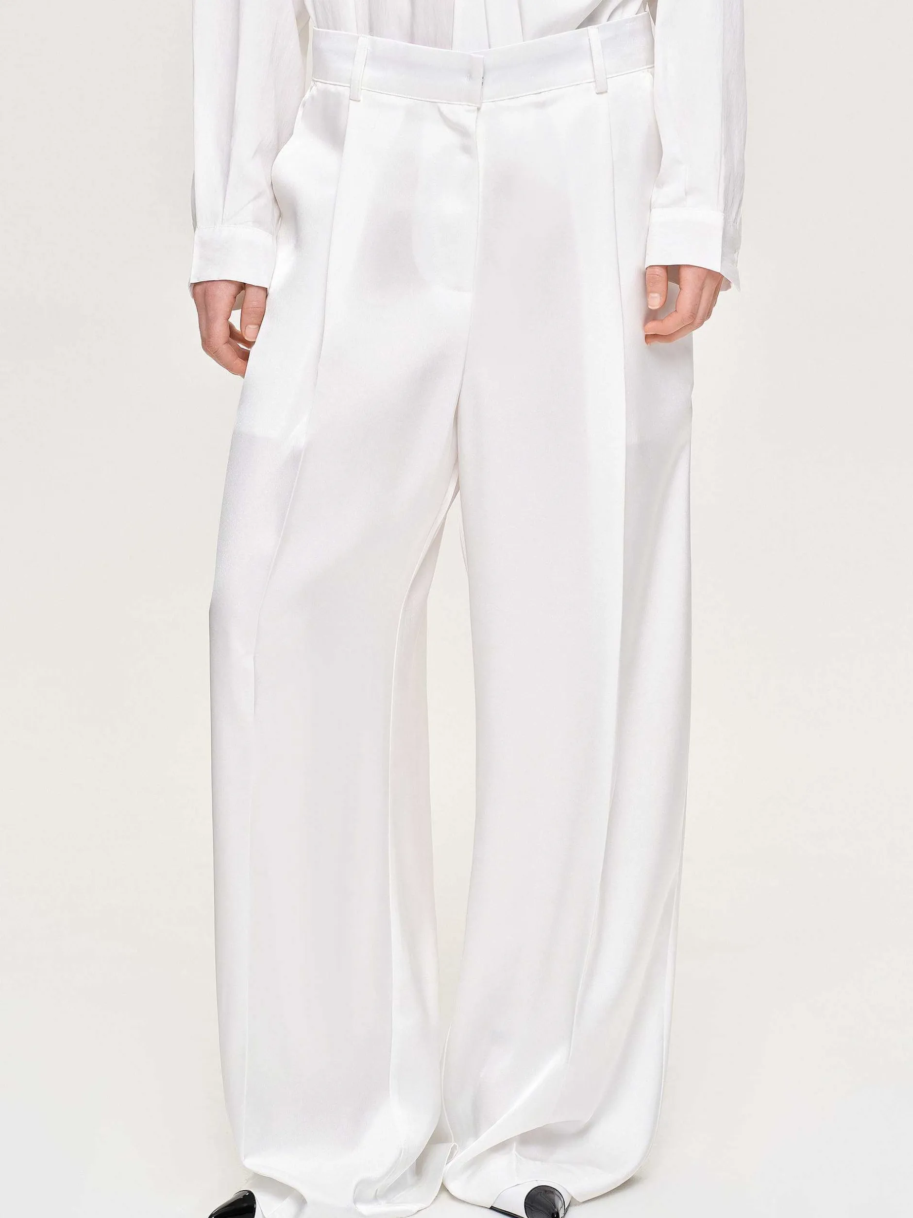 Clothing-Source Unknown Taiamo Fluid Satin Trousers, White