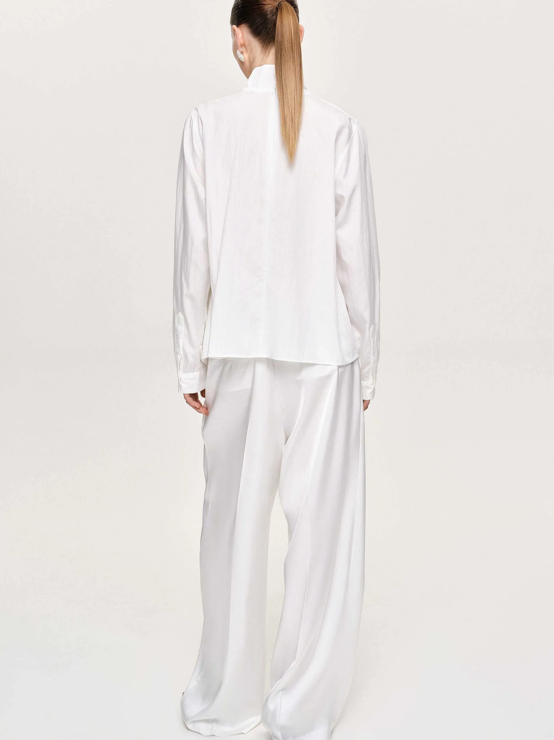 Clothing-Source Unknown Taiamo Fluid Satin Trousers, White