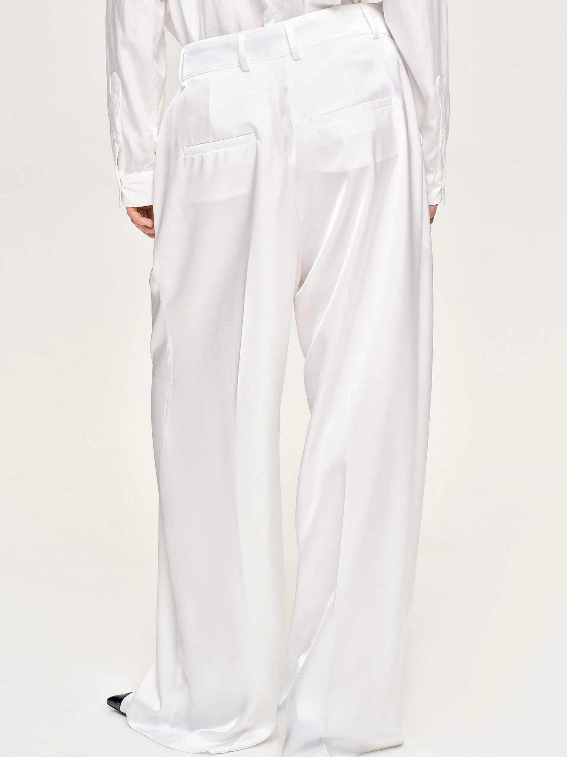 Clothing-Source Unknown Taiamo Fluid Satin Trousers, White