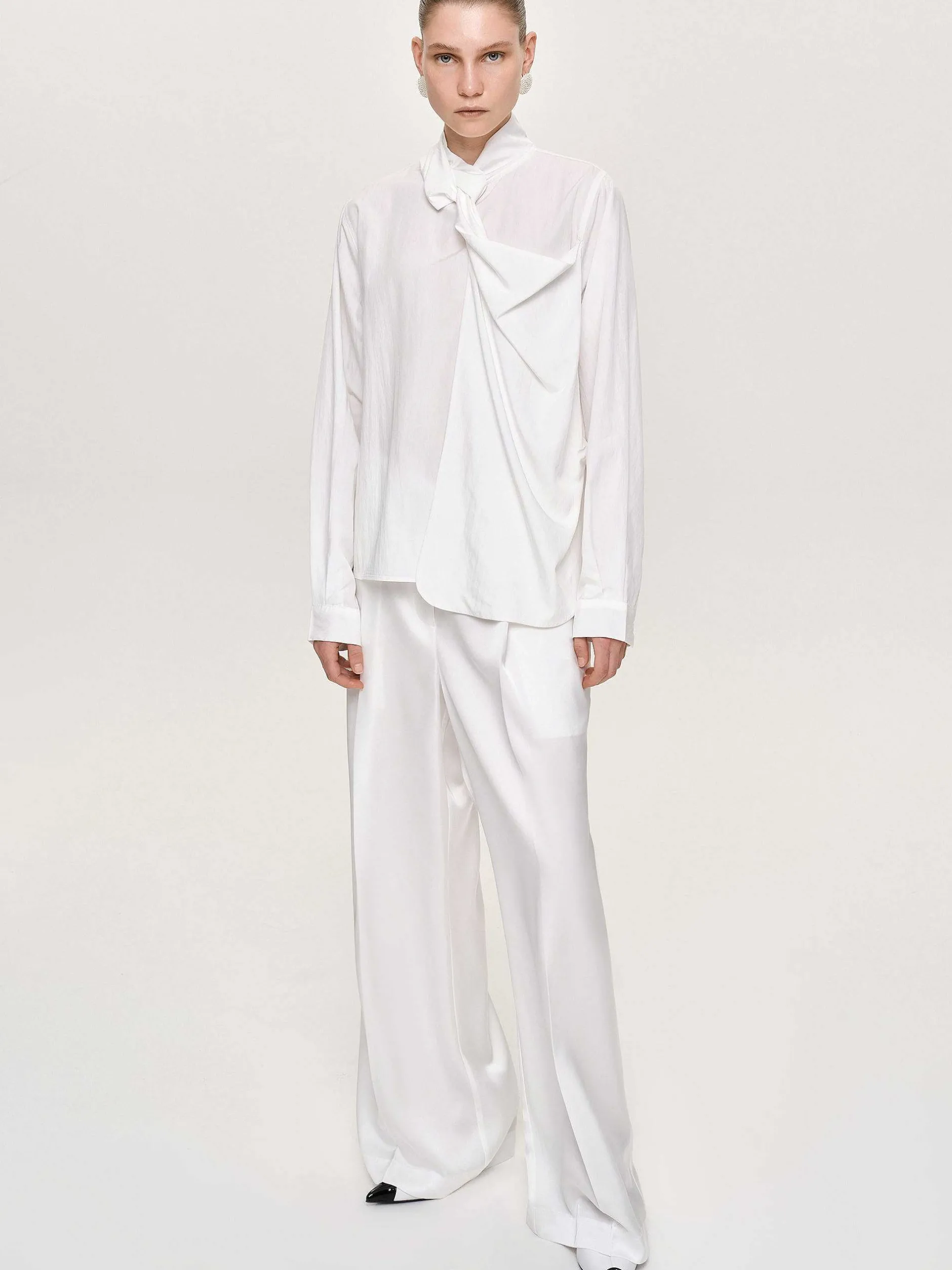 Clothing-Source Unknown Taiamo Fluid Satin Trousers, White