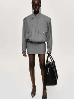 Clothing-Source Unknown Tailored Miniskirt, Dove
