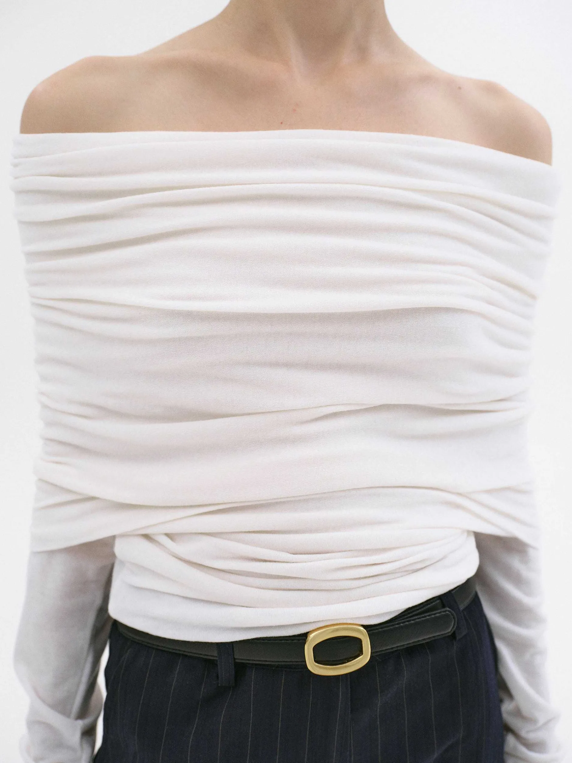 Accessories-Source Unknown Tova Off Shoulder Knit, Cream