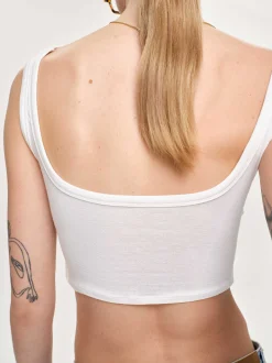 Clothing-Source Unknown Twist Tank Top, White